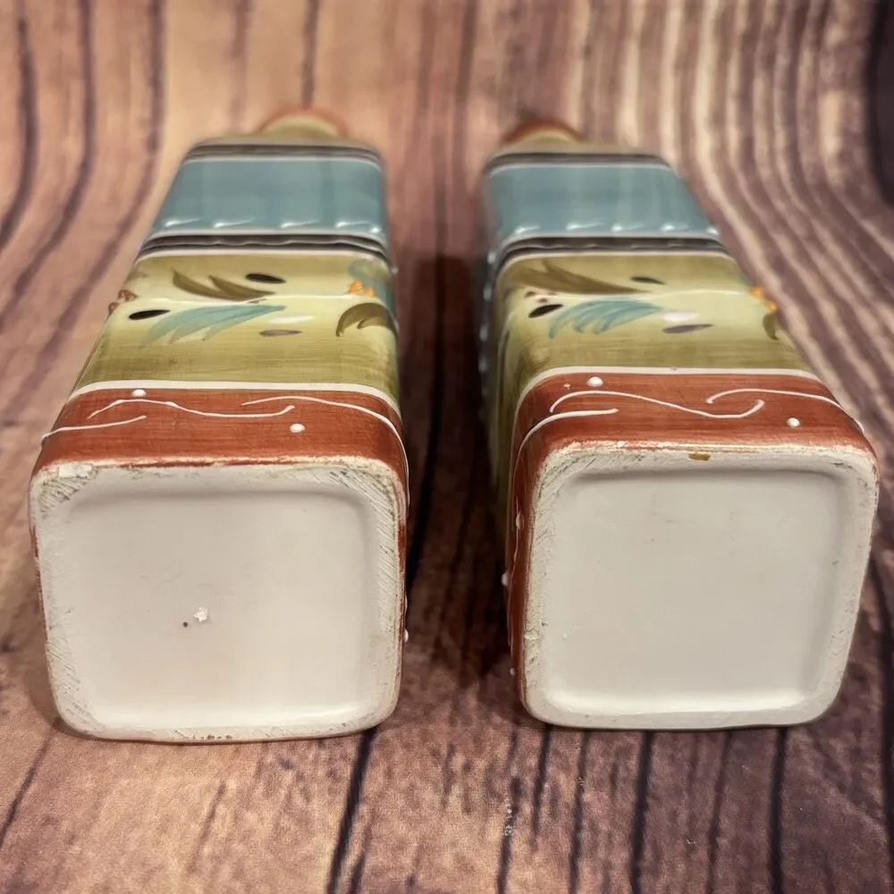 Hand Painted Ceramic Oil Vinegar Dispenser Salt Pepper Shaker Set